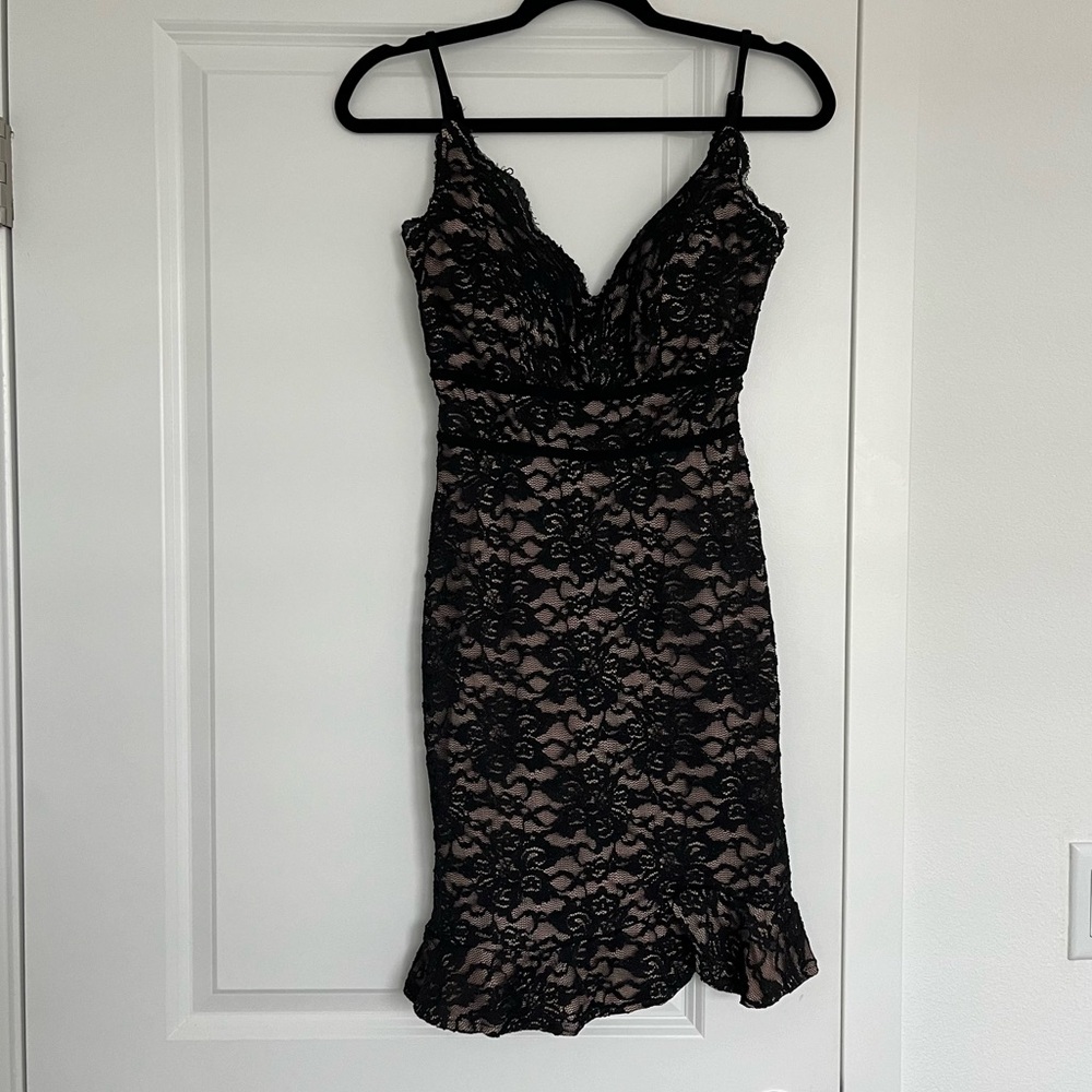 Black lace mini dress